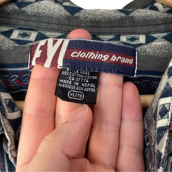 Vintage Western Aztec Button Up Shirt Cotton Men’s Size XL 80s 90s FYI Brand - Picture 5 of 7